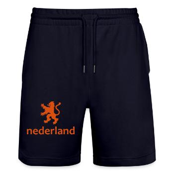 Niederlande - Nederland - Netherlands - Lion Löwe - Stanley/Stella Unisex Bio Joggingshorts Trainer  - Dark navy - Vorne - Nik (191cm) & Marisol (170cm)