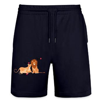 Famille des Lions - Short de jogging bio TRAINER Stanley/Stella unisexe - marine foncé - Devant - Nik (191cm) & Marisol (170cm)