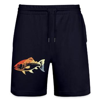 Fisch Grafik Retro Stil - Stanley/Stella Unisex Bio Joggingshorts Trainer  - Dark navy - Vorne - Nik (191cm) & Marisol (170cm)