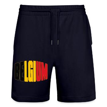 Belgium Football Shirt, Belgian Fan Design - Stanley/Stella Trainer Unisex Organic Jogging Shorts - dark navy - Front - Nik (191cm) & Marisol (170cm)