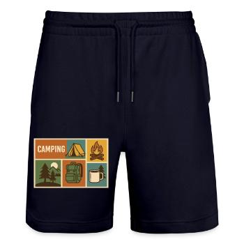 Lagerfeuernächte Flickenteppich - Stanley/Stella Unisex Bio Joggingshorts Trainer  - Dark navy - Vorne - Nik (191cm) & Marisol (170cm)
