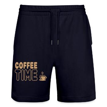 Coffee Time, Genuss aus der Kaffeetasse - Stanley/Stella Unisex Bio Joggingshorts Trainer  - Dark navy - Vorne - Nik (191cm) & Marisol (170cm)