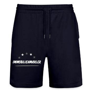 Immobilienmakler Beruf - Stanley/Stella Unisex Bio Joggingshorts Trainer  - Dark navy - Vorne - Nik (191cm) & Marisol (170cm)