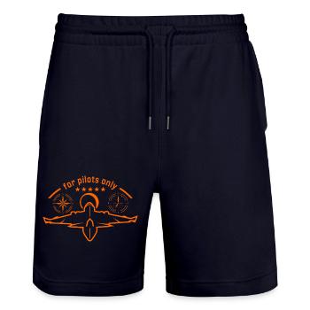 pilots_only - Stanley/Stella Trainer Unisex Organic Jogging Shorts - dark navy - Front - Nik (191cm) & Marisol (170cm)