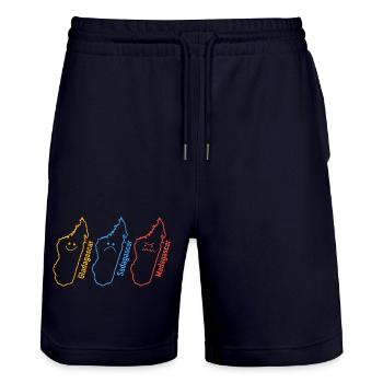 Funny Madagascar Sadagascar Geography Geographer - Stanley/Stella Trainer Unisex Organic Jogging Shorts - dark navy - Front - Nik (191cm) & Marisol (170cm)