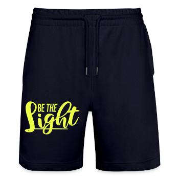 Be The Light Motivierend Positivität Spruch Logo - Stanley/Stella Unisex Bio Joggingshorts Trainer  - Dark navy - Vorne - Nik (191cm) & Marisol (170cm)
