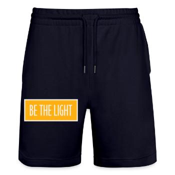 Be The Light Motivierend Positivität Spruch Logo - Stanley/Stella Unisex Bio Joggingshorts Trainer  - Dark navy - Vorne - Nik (191cm) & Marisol (170cm)