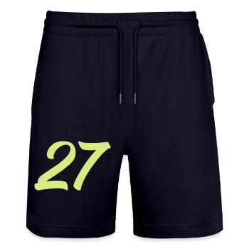 27- - Stanley/Stella Trainer Unisex Organic Jogging Shorts - dark navy - Front - Nik (191cm) & Marisol (170cm)