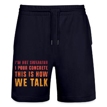 Concrete Concrete Paver Concrete Mixer - Stanley/Stella Trainer Unisex Organic Jogging Shorts - dark navy - Front - Nik (191cm) & Marisol (170cm)