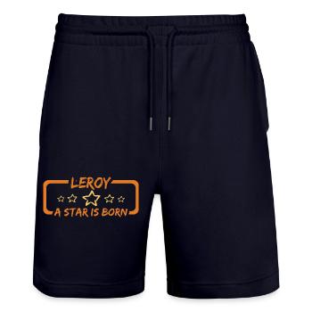 Leroy en cadeau - Short de jogging bio TRAINER Stanley/Stella unisexe - marine foncé - Devant - Nik (191cm) & Marisol (170cm)