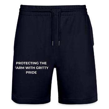 Welder Gritty Pride - Stanley/Stella Trainer Unisex Organic Jogging Shorts - dark navy - Front - Nik (191cm) & Marisol (170cm)