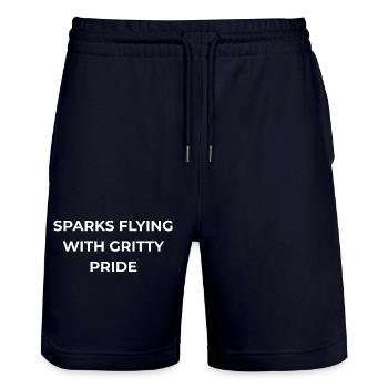Fierté Gritty du Soudeur - Short de jogging bio TRAINER Stanley/Stella unisexe - marine foncé - Devant - Nik (191cm) & Marisol (170cm)