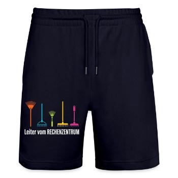 Leiter vom Rechenzentrum Gärtner - Stanley/Stella Unisex Bio Joggingshorts Trainer  - Dark navy - Vorne - Nik (191cm) & Marisol (170cm)