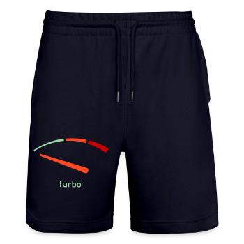 Turbo-Tachometer Grafik - Stanley/Stella Unisex Bio Joggingshorts Trainer  - Dark navy - Vorne - Nik (191cm) & Marisol (170cm)