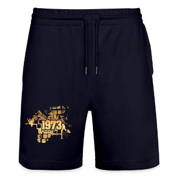 Opa 1973 - Stanley/Stella Unisex Bio Joggingshorts Trainer  - Dark navy - Vorne - Nik (191cm) & Marisol (170cm)