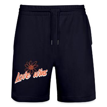 Love Wins Blossom Doodle - Stanley/Stella Trainer Unisex Organic Jogging Shorts - dark navy - Front - Nik (191cm) & Marisol (170cm)