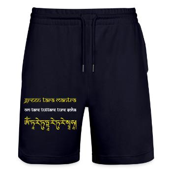 OmTareTuttare - Stanley/Stella Unisex Bio Joggingshorts Trainer  - Dark navy - Vorne - Nik (191cm) & Marisol (170cm)