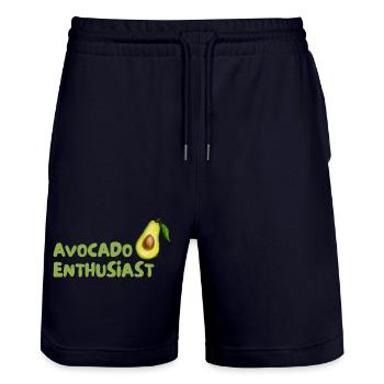 Avocado Enthusiast Design - Stanley/Stella Trainer Unisex Organic Jogging Shorts - dark navy - Front - Nik (191cm) & Marisol (170cm)