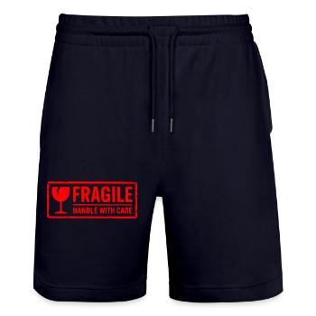 Fragile Handle with Care Versandmarkenvektor - Stanley/Stella Unisex Bio Joggingshorts Trainer  - Dark navy - Vorne - Nik (191cm) & Marisol (170cm)