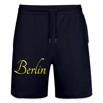 I love Berlin - Stanley/Stella Unisex Bio Joggingshorts Trainer  - Dark navy - Vorne - Nik (191cm) & Marisol (170cm)