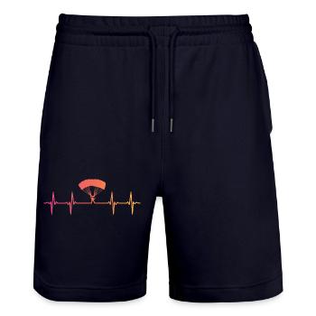 Gleitschirmfliegen Sonnenuntergang Herzschlag-Gleitschirm - Stanley/Stella Unisex Bio Joggingshorts Trainer  - Dark navy - Vorne - Nik (191cm) & Marisol (170cm)