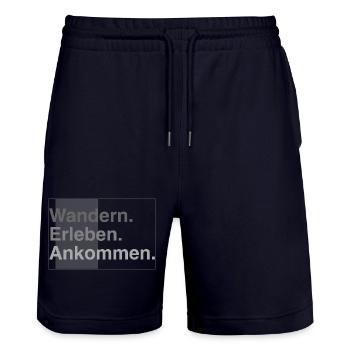 Wandern erleben - Stanley/Stella Unisex Bio Joggingshorts Trainer  - Dark navy - Vorne - Nik (191cm) & Marisol (170cm)