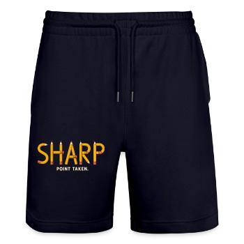 SHARP – Punkt verstanden | Spaßiges Bleistift-Wortspiel - Stanley/Stella Unisex Bio Joggingshorts Trainer  - Dark navy - Vorne - Nik (191cm) & Marisol (170cm)