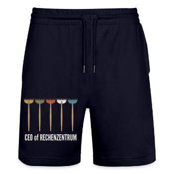 Leiter vom Rechenzentrum Gärtner - Stanley/Stella Unisex Bio Joggingshorts Trainer  - Dark navy - Vorne - Nik (191cm) & Marisol (170cm)