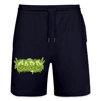 Karpfen Graffiti Schriftzug - Stanley/Stella Unisex Bio Joggingshorts Trainer  - Dark navy - Vorne - Nik (191cm) & Marisol (170cm)