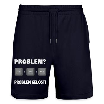 Problem Gelöst Strg Alt Entf - Stanley/Stella Unisex Bio Joggingshorts Trainer  - Dark navy - Vorne - Nik (191cm) & Marisol (170cm)