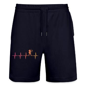 Bogenschießen Sonnenuntergang Herzschlag des Bogenschießens - Stanley/Stella Unisex Bio Joggingshorts Trainer  - Dark navy - Vorne - Nik (191cm) & Marisol (170cm)