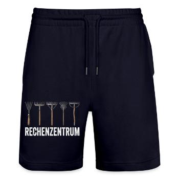 Leiter vom Rechenzentrum Gartenoutfit Gartenarbeit - Stanley/Stella Unisex Bio Joggingshorts Trainer  - Dark navy - Vorne - Nik (191cm) & Marisol (170cm)
