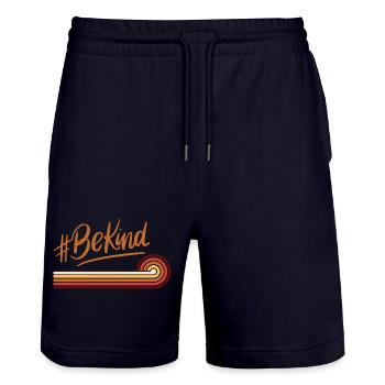 BeKind Retro Regenbogenstreifen - Stanley/Stella Unisex Bio Joggingshorts Trainer  - Dark navy - Vorne - Nik (191cm) & Marisol (170cm)