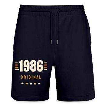 Cadeau original rétro rétro de 40 ans 1986 - Short de jogging bio TRAINER Stanley/Stella unisexe - marine foncé - Devant - Nik (191cm) & Marisol (170cm)