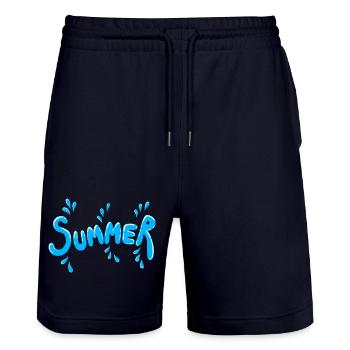 splish splash - Stanley/Stella Trainer Unisex Organic Jogging Shorts - dark navy - Front - Nik (191cm) & Marisol (170cm)