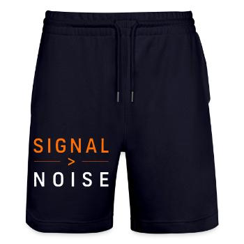 Bitcoin digitales Geld Wertspeicher Finanzielle  - Stanley/Stella Unisex Bio Joggingshorts Trainer  - Dark navy - Vorne - Nik (191cm) & Marisol (170cm)