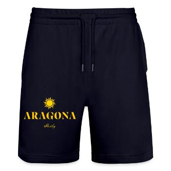 Logo du soleil d’Aragone Sicile - Short de jogging bio TRAINER Stanley/Stella unisexe - marine foncé - Devant - Nik (191cm) & Marisol (170cm)