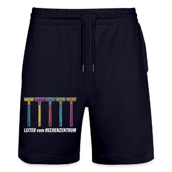 Rechenzentrum IT EDV Nerd Computer Shirt Geschenk - Stanley/Stella Unisex Bio Joggingshorts Trainer  - Dark navy - Vorne - Nik (191cm) & Marisol (170cm)