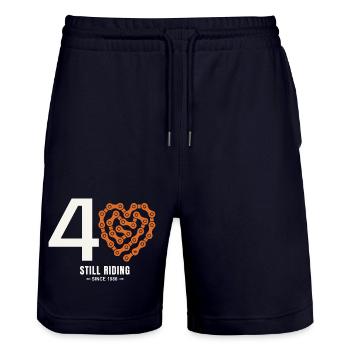 40 Jahre Fahrrad immer noch unterwegs Geburtstagsgeschenk - Stanley/Stella Unisex Bio Joggingshorts Trainer  - Dark navy - Vorne - Nik (191cm) & Marisol (170cm)
