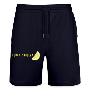 Lemon Squeezy - Stanley/Stella Trainer Unisex Organic Jogging Shorts - dark navy - Front - Nik (191cm) & Marisol (170cm)