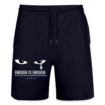 The Blue Tear - FCKNZS - Enough is Enough - Stanley/Stella Unisex Bio Joggingshorts Trainer  - Dark navy - Vorne - Nik (191cm) & Marisol (170cm)