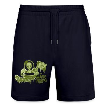 Alien Ufo Graffiti Graphic - Stanley/Stella Trainer Unisex Organic Jogging Shorts - dark navy - Front - Nik (191cm) & Marisol (170cm)
