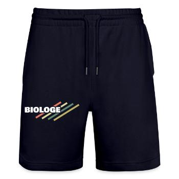 Biologist as a profession - Stanley/Stella Trainer Unisex Organic Jogging Shorts - dark navy - Front - Nik (191cm) & Marisol (170cm)