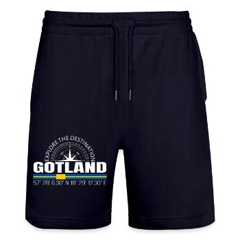 Gotland - Short de jogging bio TRAINER Stanley/Stella unisexe - marine foncé - Devant - Nik (191cm) & Marisol (170cm)
