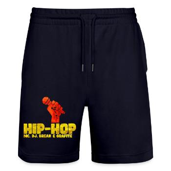 Hip Hop Fist Basketball Tee - Stanley/Stella Trainer Unisex Organic Jogging Shorts - dark navy - Front - Nik (191cm) & Marisol (170cm)