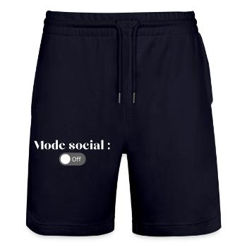 Social Off Mode - Stanley/Stella Trainer Unisex Organic Jogging Shorts - dark navy - Front - Nik (191cm) & Marisol (170cm)