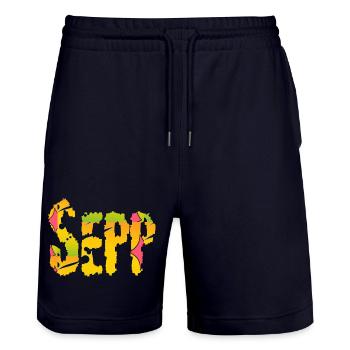 Sepp First Name - Stanley/Stella Trainer Unisex Organic Jogging Shorts - dark navy - Front - Nik (191cm) & Marisol (170cm)