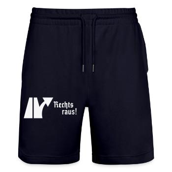 Rechts Raus! (Gegen Rechts / Schild / Fraktur) - Stanley/Stella Unisex Bio Joggingshorts Trainer  - Dark navy - Vorne - Nik (191cm) & Marisol (170cm)