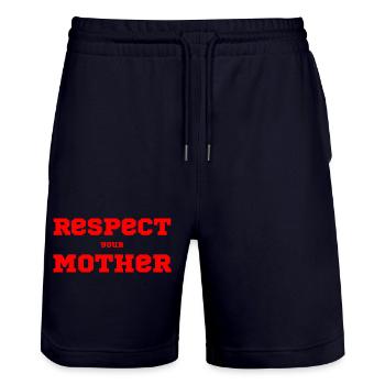 Respect Your Mother – Saying - Stanley/Stella Trainer Unisex Organic Jogging Shorts - dark navy - Front - Nik (191cm) & Marisol (170cm)