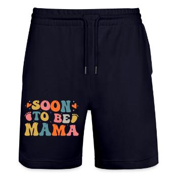 Bientôt Maman - Short de jogging bio TRAINER Stanley/Stella unisexe - marine foncé - Devant - Nik (191cm) & Marisol (170cm)